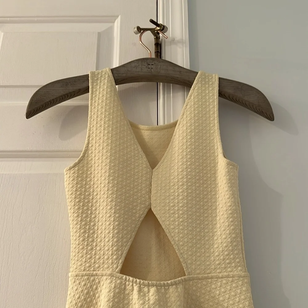 Frenchi(R) 'Spring Dot' Cutout Back Skater Dress (Juniors) YELLOW SOFT
